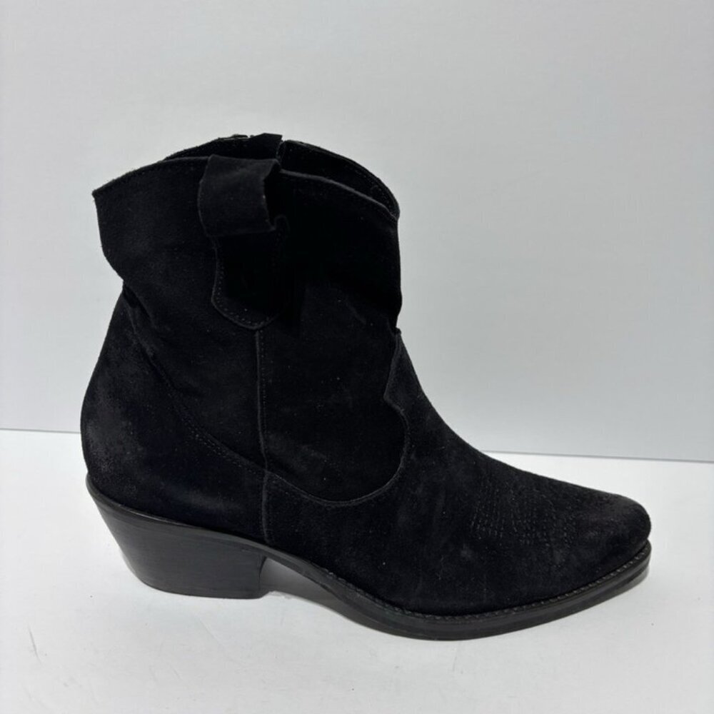 Nila & Nila Women’s Made In Italy Black Suede Booties, Size EUR 39, US 8 M